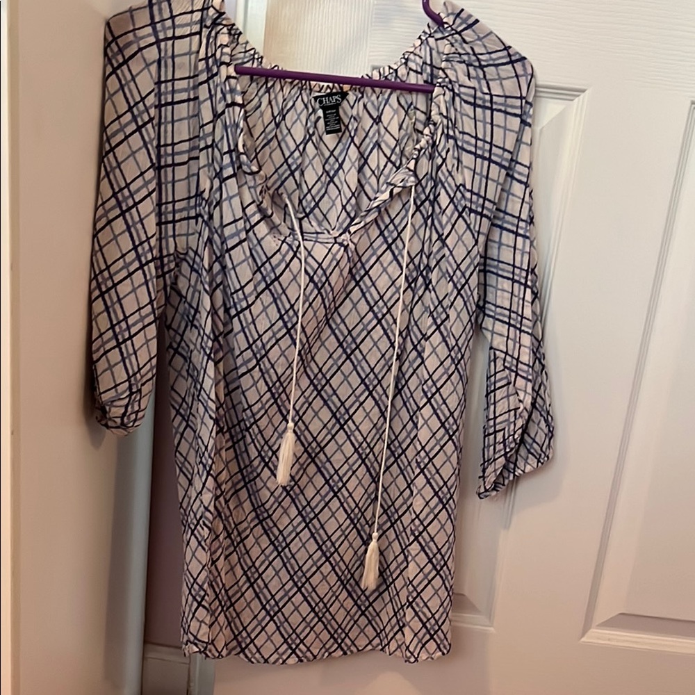 Stylish Blue Plaid Women's Top